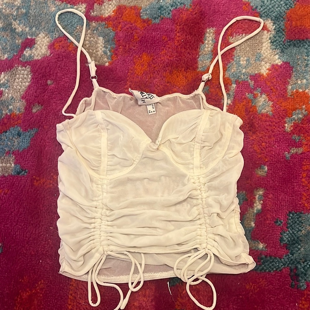 White mesh corset top